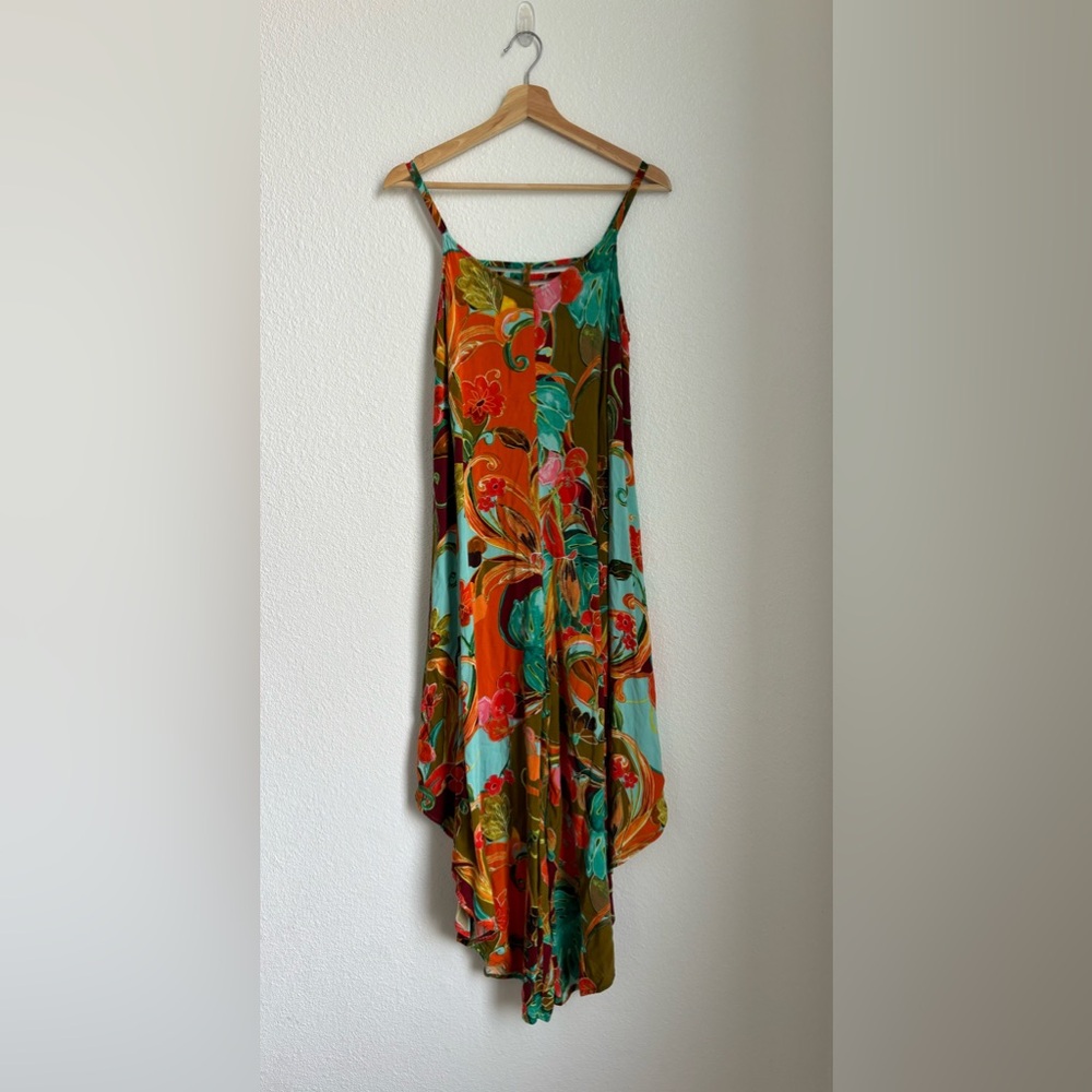 MSK tropical floral dress romper oversized sleeveless size Medium relaxed fit